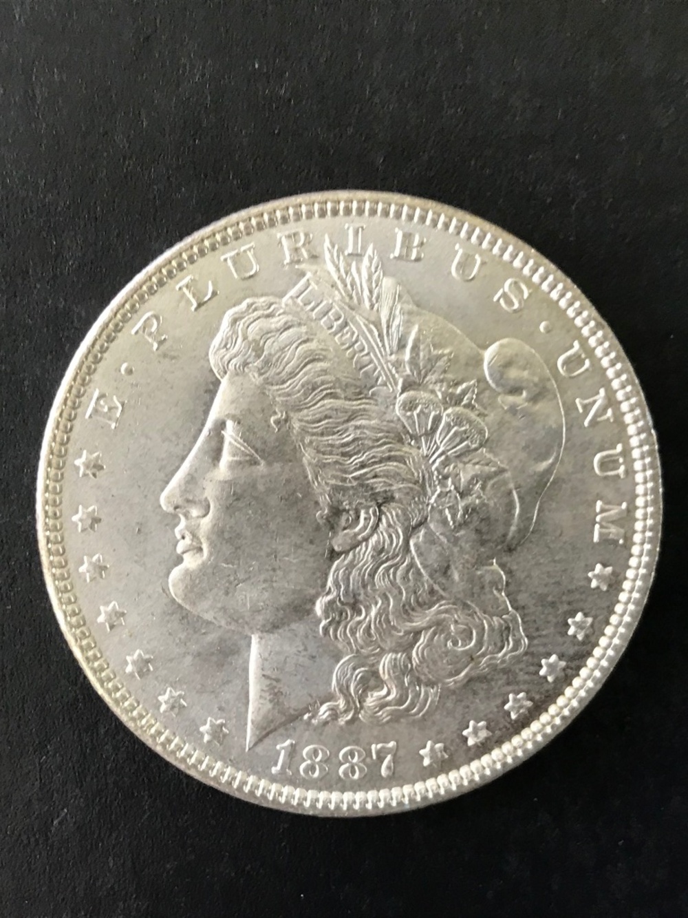 1887 P Morgan Silver Dollar, 90% Silver, Philly Mint, BR Unc, ? Low to Mid MS